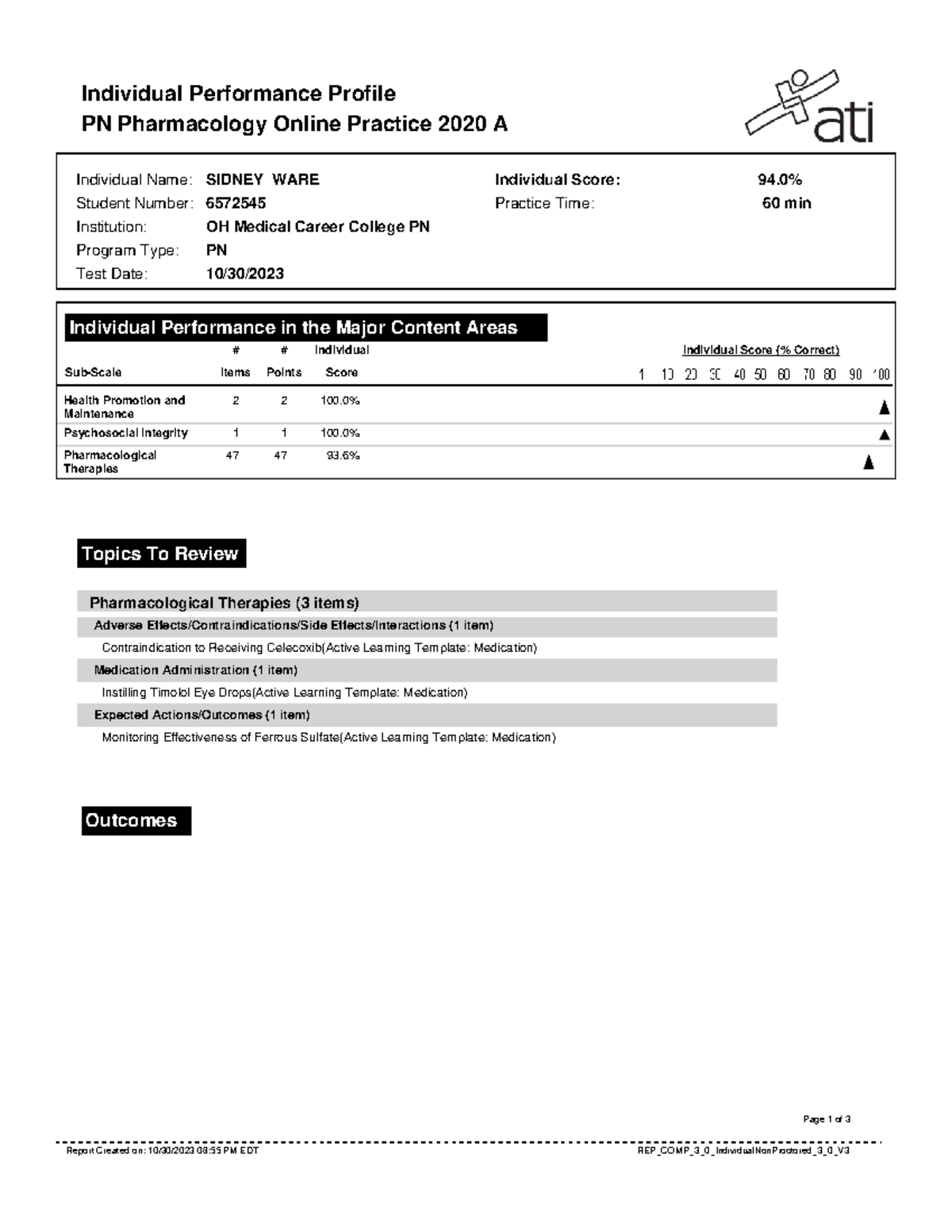 Pharm A - Individual Performance Profile PN Pharmacology Online ...