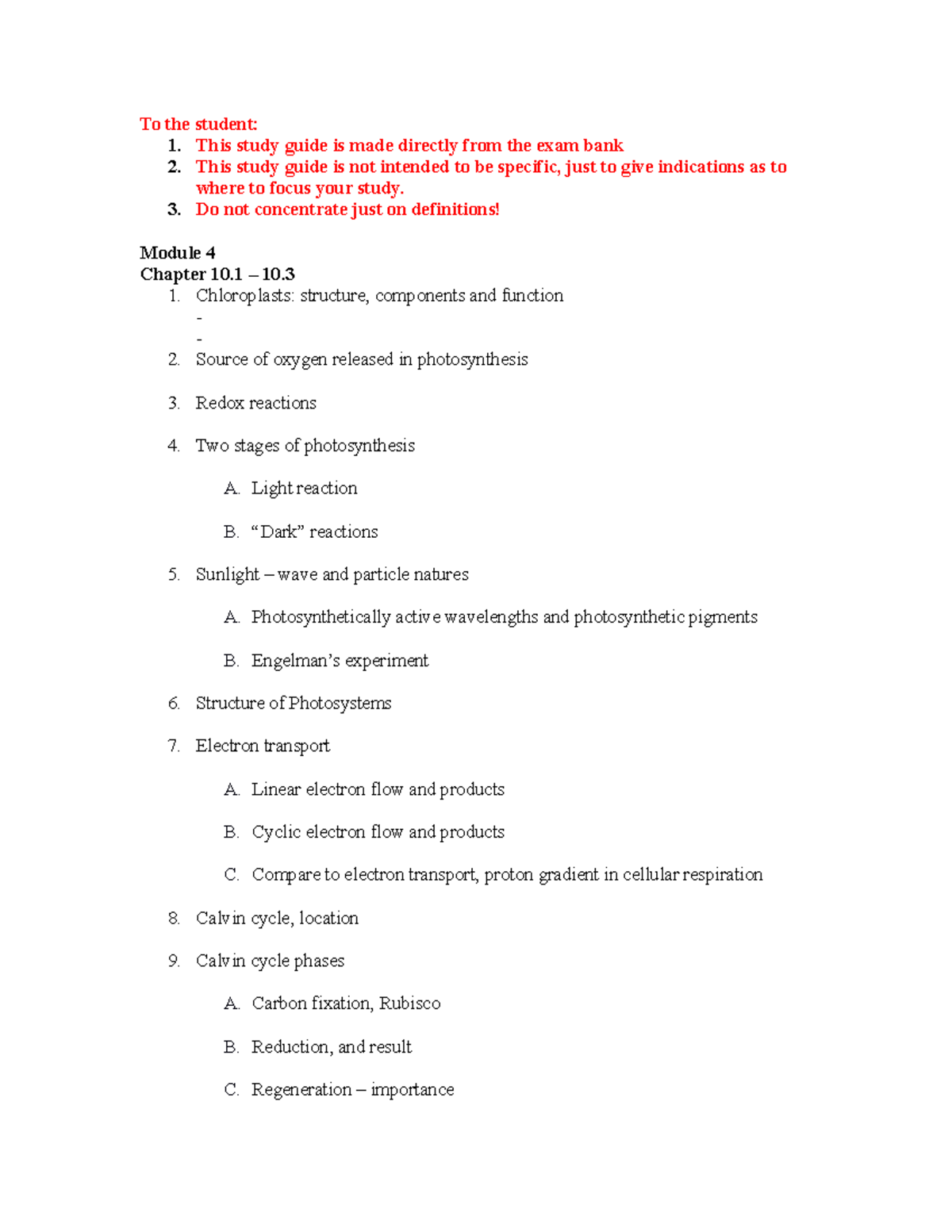 Module 4E study guide - Course Work - To the student: 1. This study ...