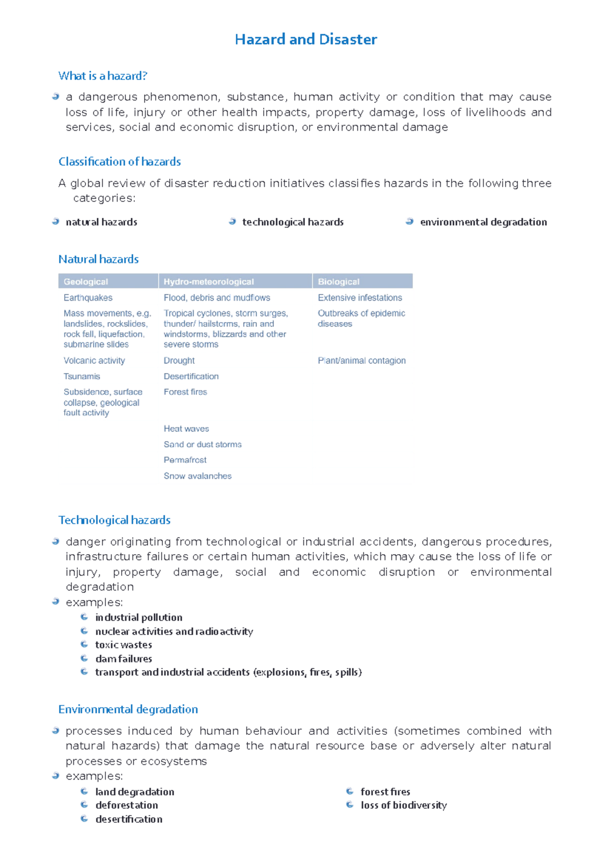 Lecture Notes Hazard And Disaster INTRODUCTION Hazard And Disaster 