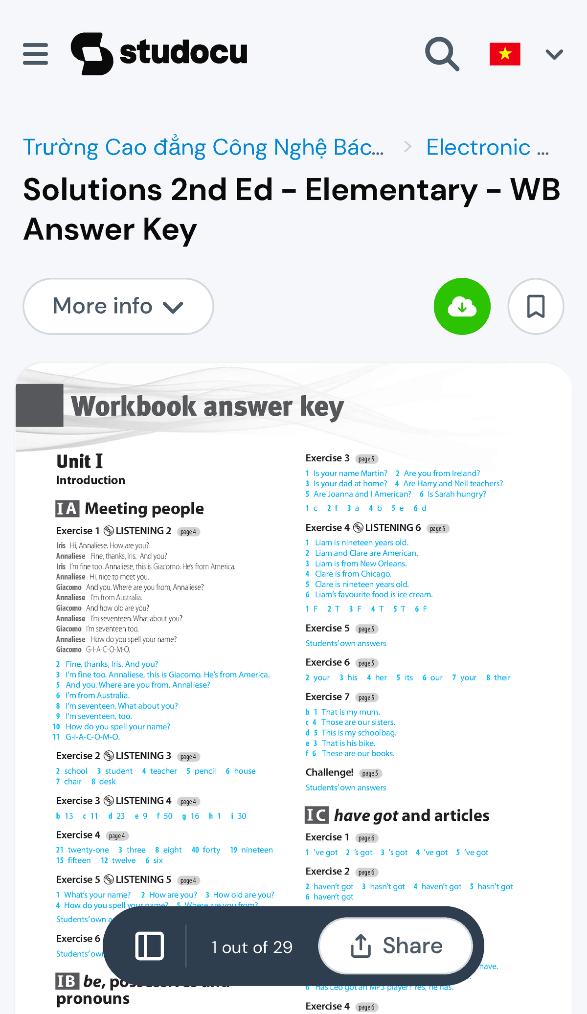 Solutions 2nd Ed - Elementary - WB Answer Key - ####### Workbook Answer ...