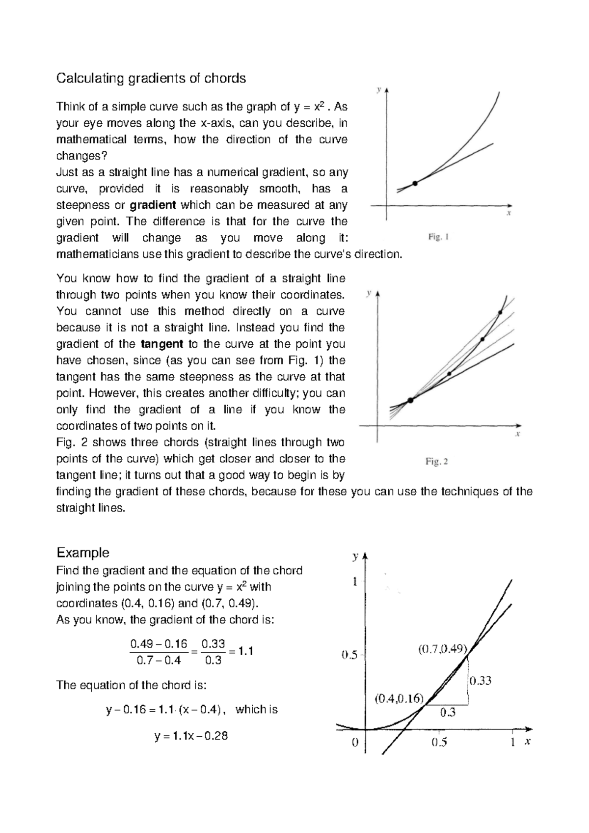 U1 Gradients - ee12ee12 - Calculating gradients of chords Think of a ...