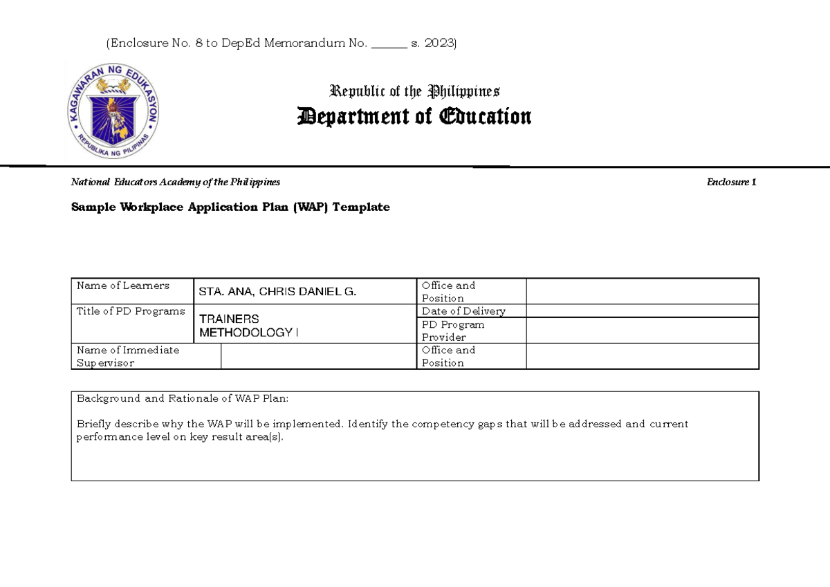 SHS TVL MEMO Enclosures2 (Enclosure No. 8 to DepEd Memorandum No