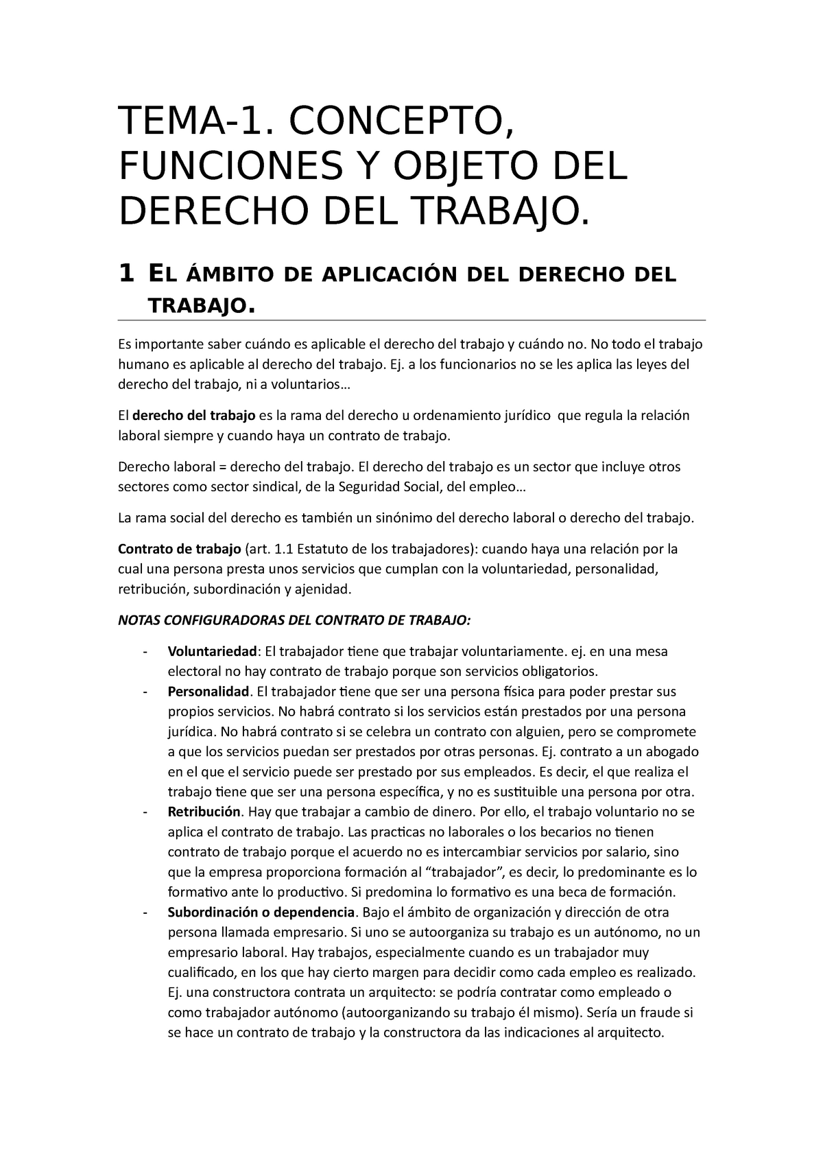 Tema 1 Concepto Funciones Y Objeto Del Derecho Del Trabajo Tema 1 Concepto Funciones Y 0913