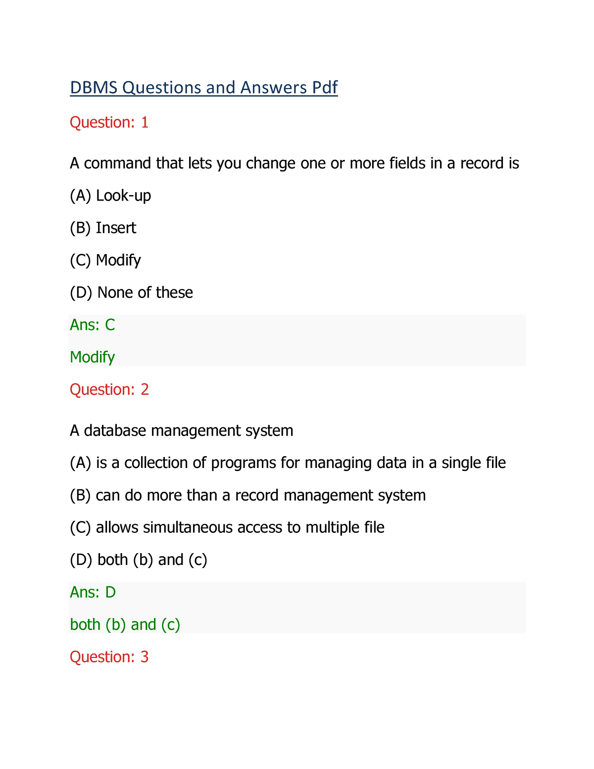 dbms assignment questions pdf