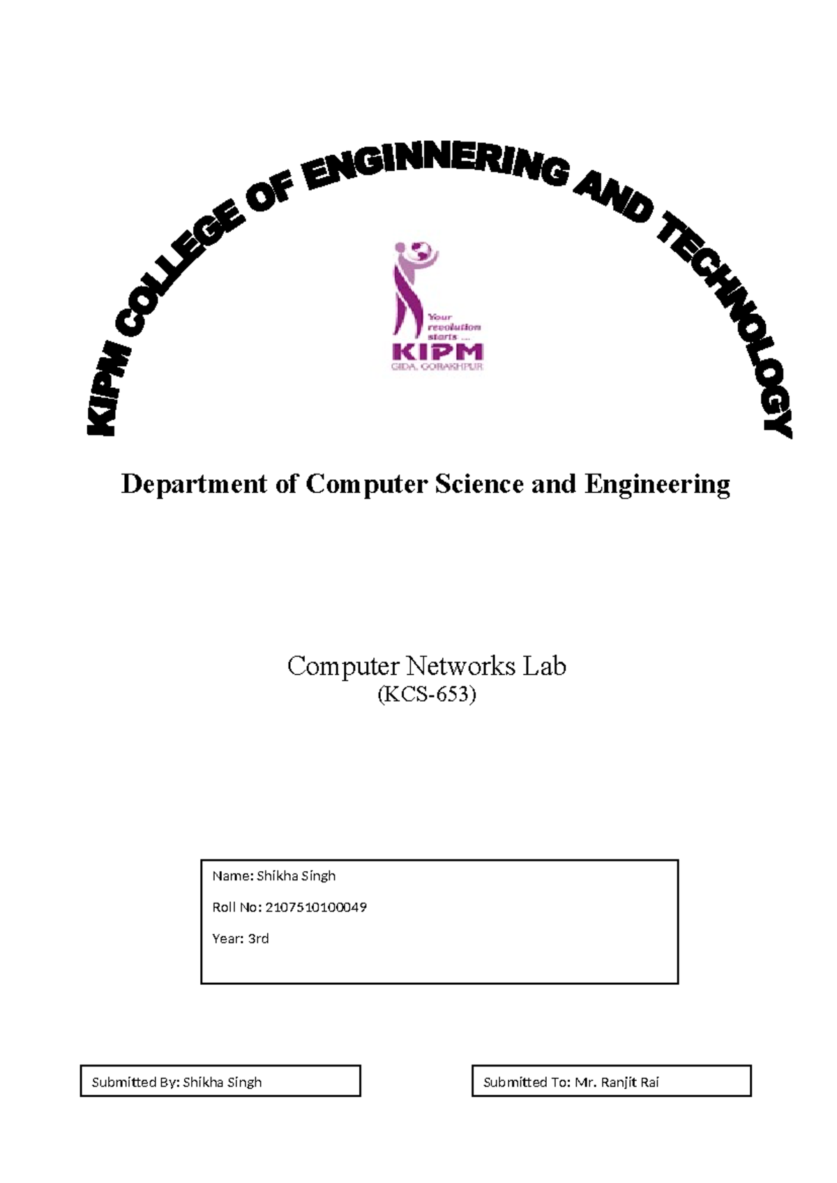 CN LAB DONE - lab file - Department of Computer Science and Engineering ...