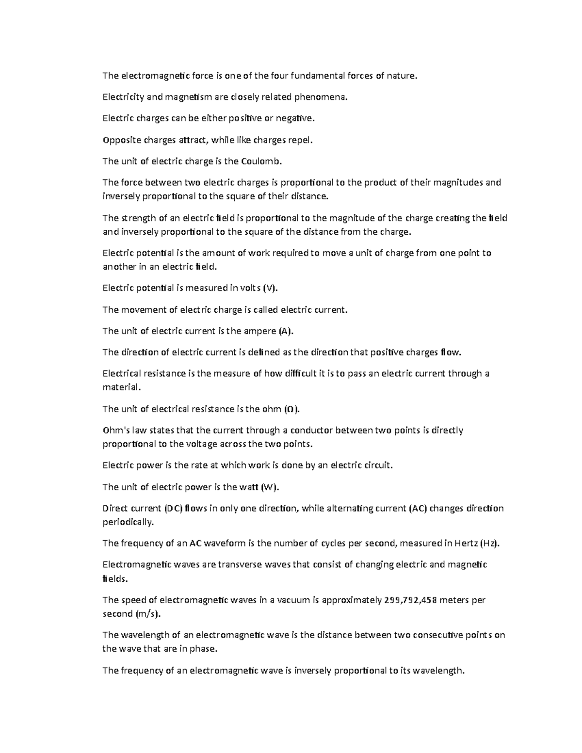 Electricity and Magnetism - The electromagnetic force is one of the ...