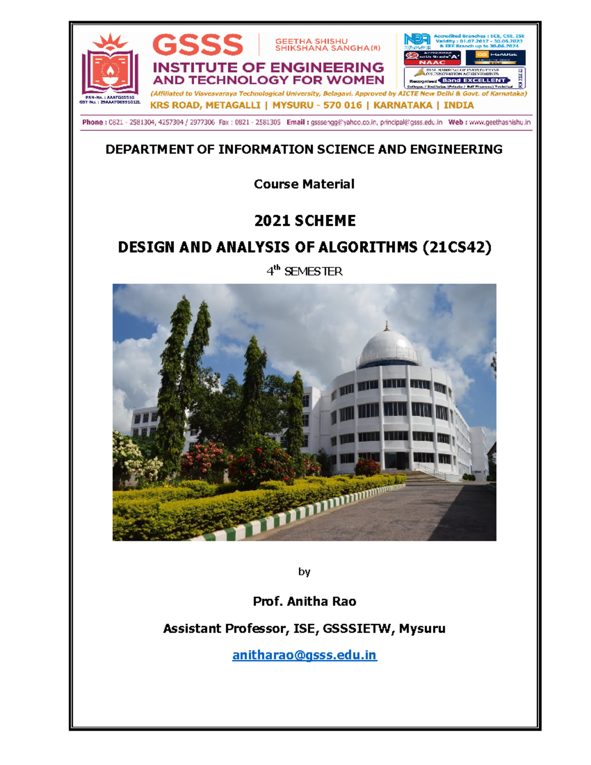 DAA Final Notes - ntm - DEPARTMENT OF INFORMATION SCIENCE AND ...