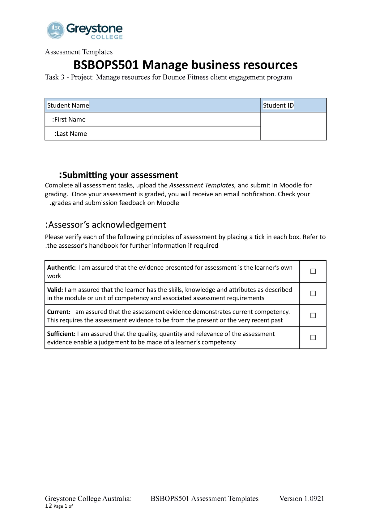 Bsbops 501 Assessment Templates V1 - Assessment Templates BSBOPS501 ...