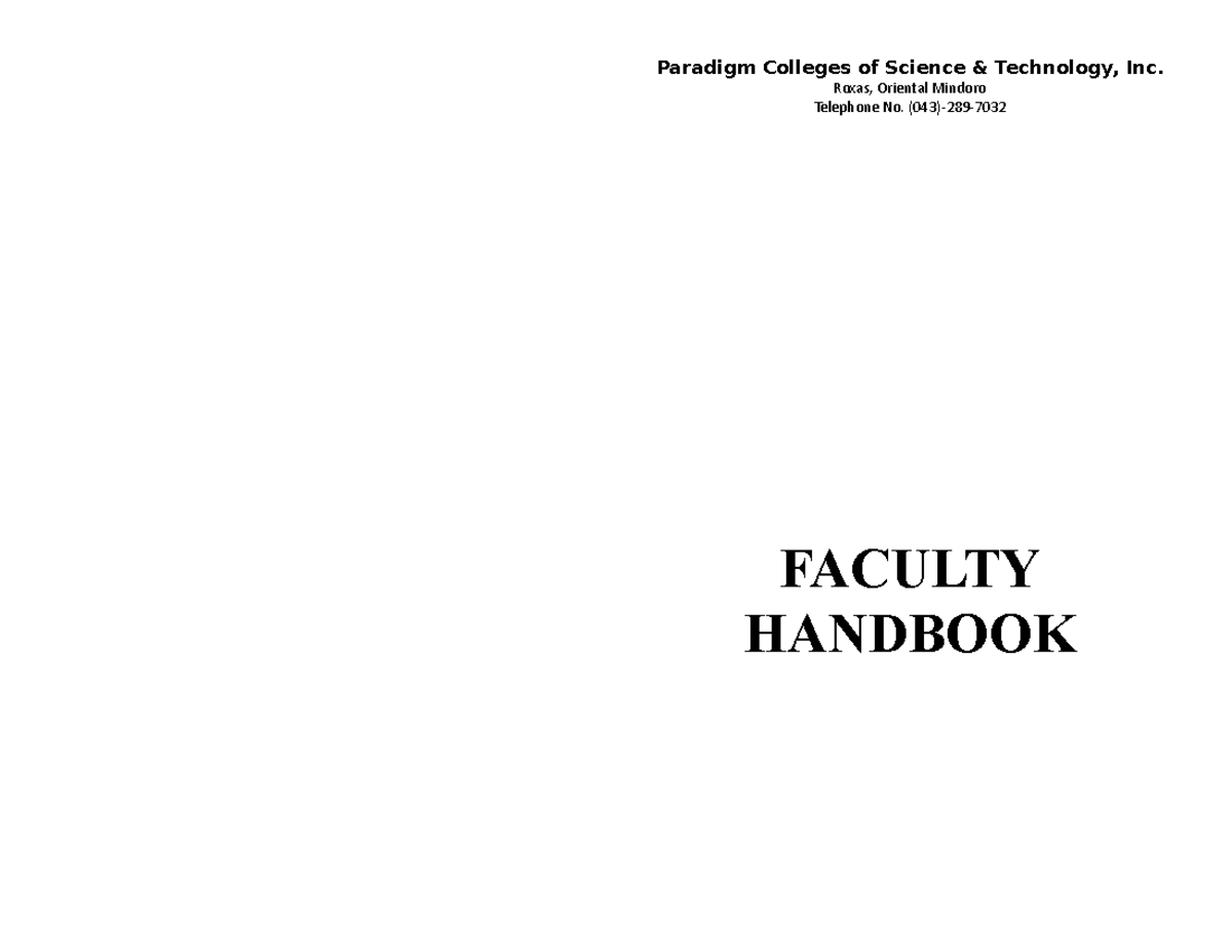 FacultyHandbook2 Check it out now! Paradigm Colleges of Science