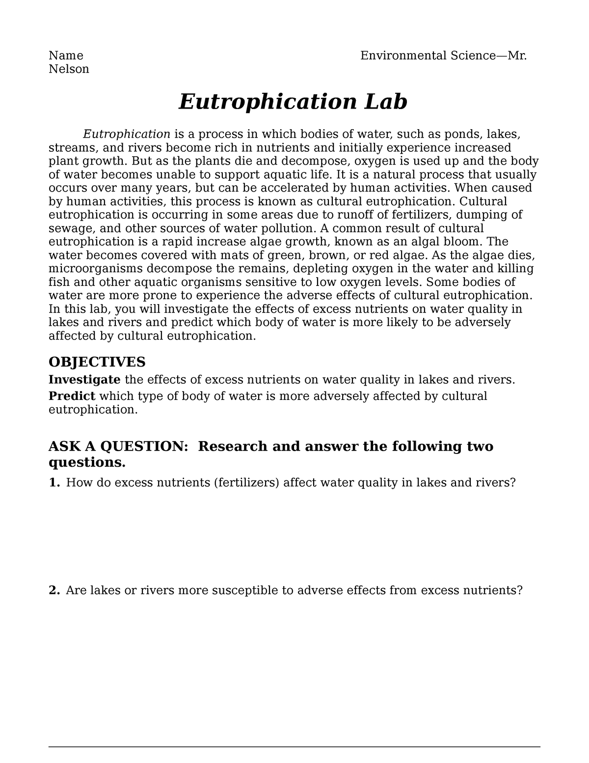 eutrophication-lab-2014-studocu