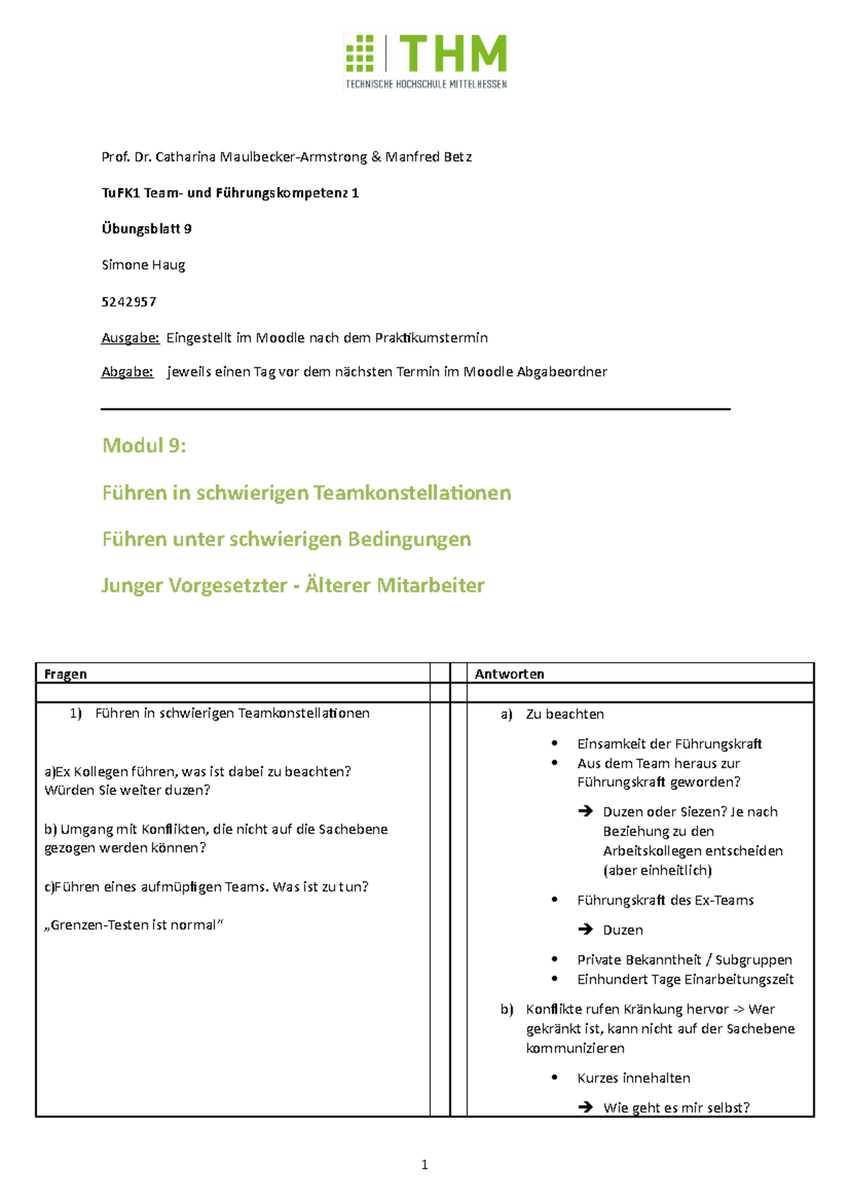 TuFK - Übungsblatt 9 - Prof. Dr. Catharina Maulbecker-Armstrong ...
