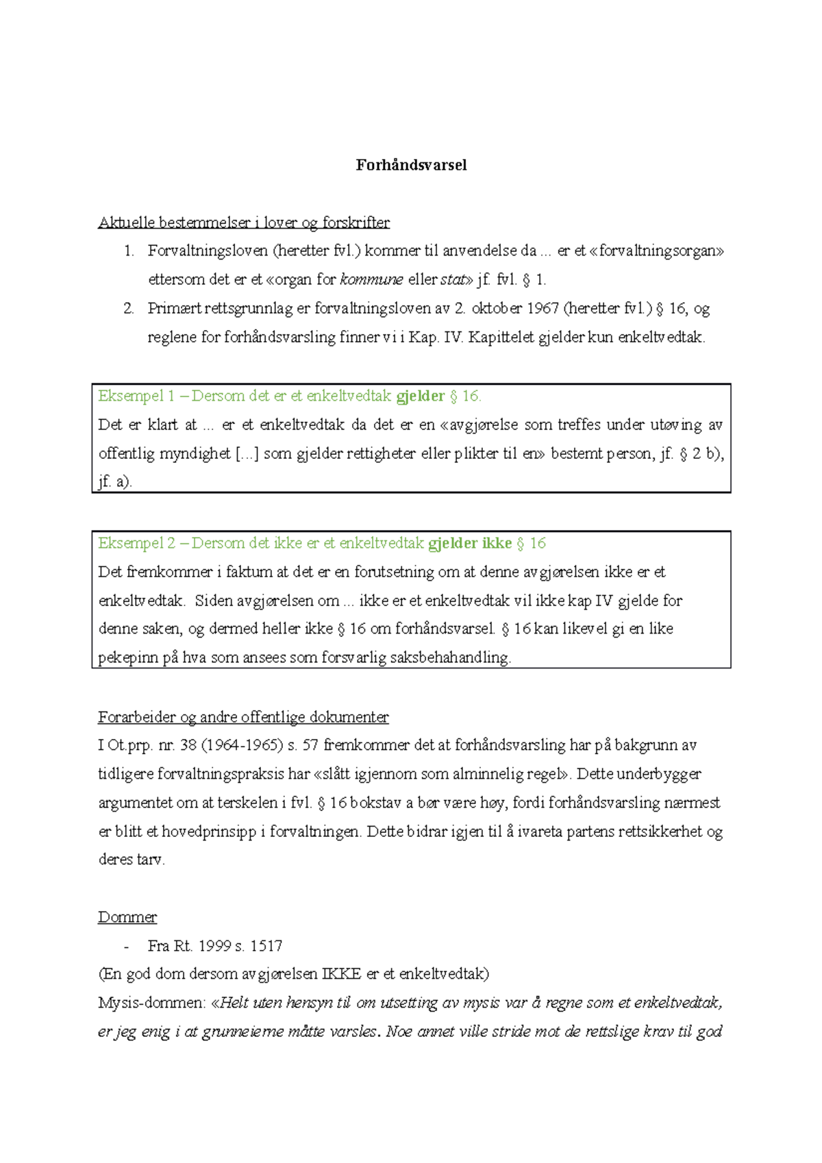 Forhåndsvarsel - Forhåndsvarsel Aktuelle Bestemmelser I Lover Og ...