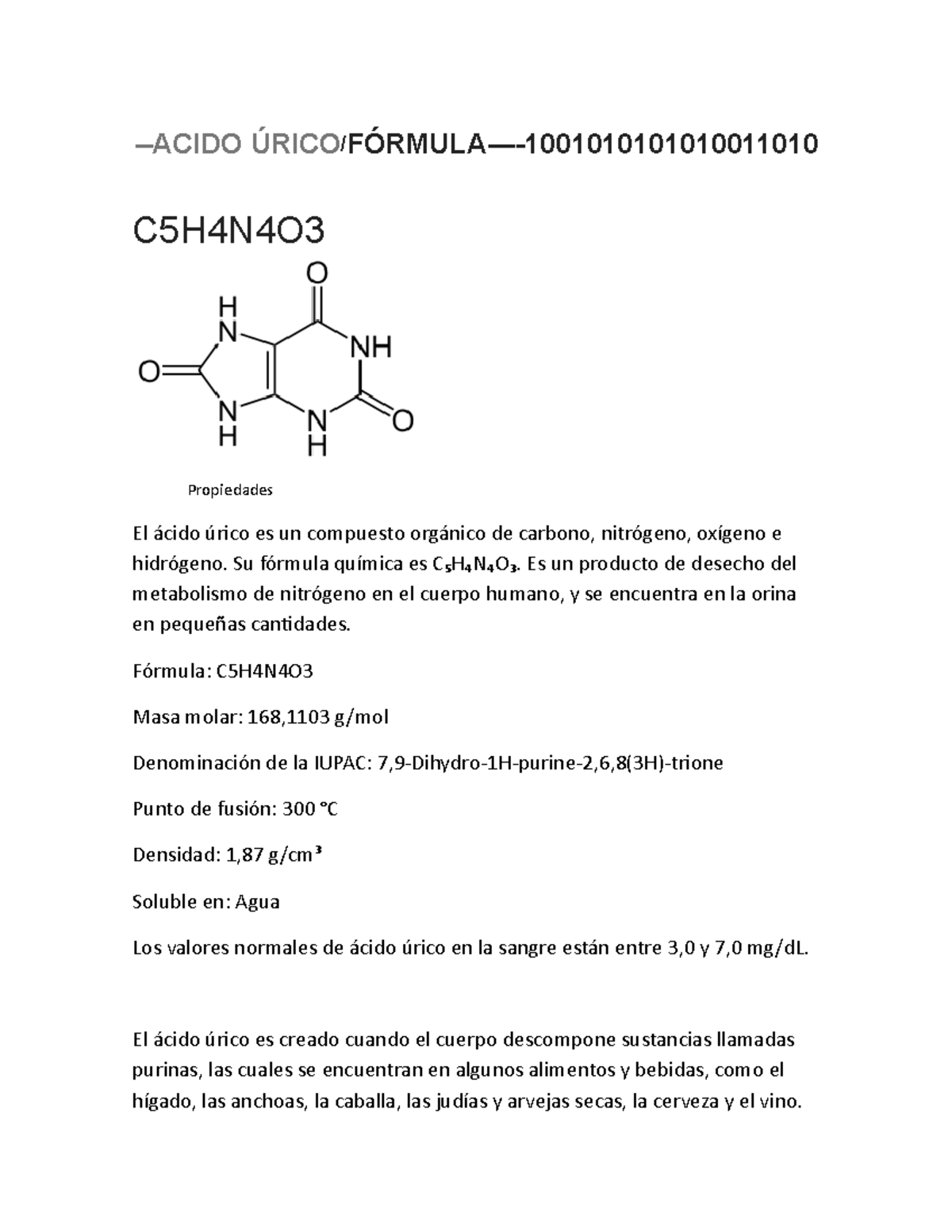 Cuanto es lo normal de acido urico en la sangre