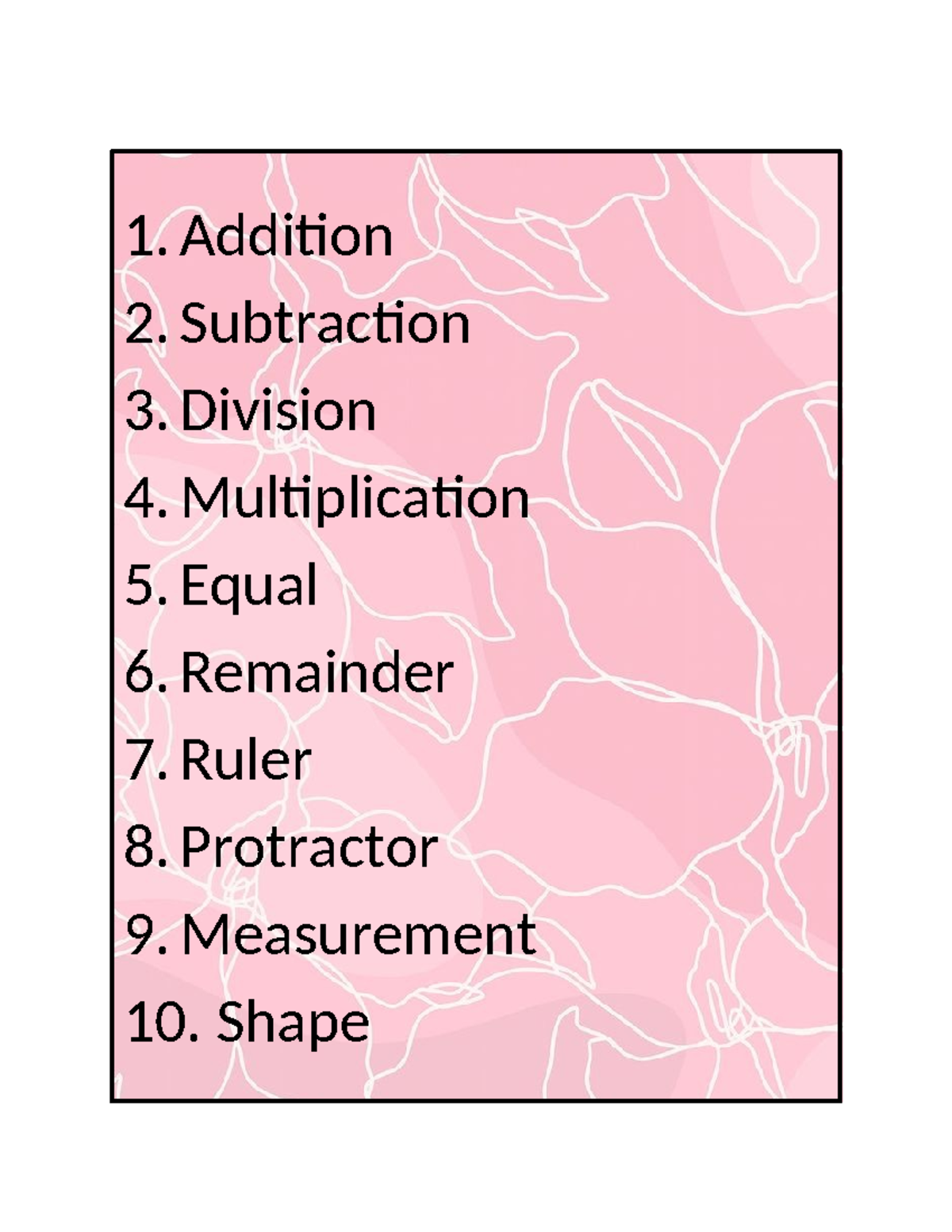 Perimeter - 1. Addition 2. Subtraction 3. Division 4. Multiplication 5 ...