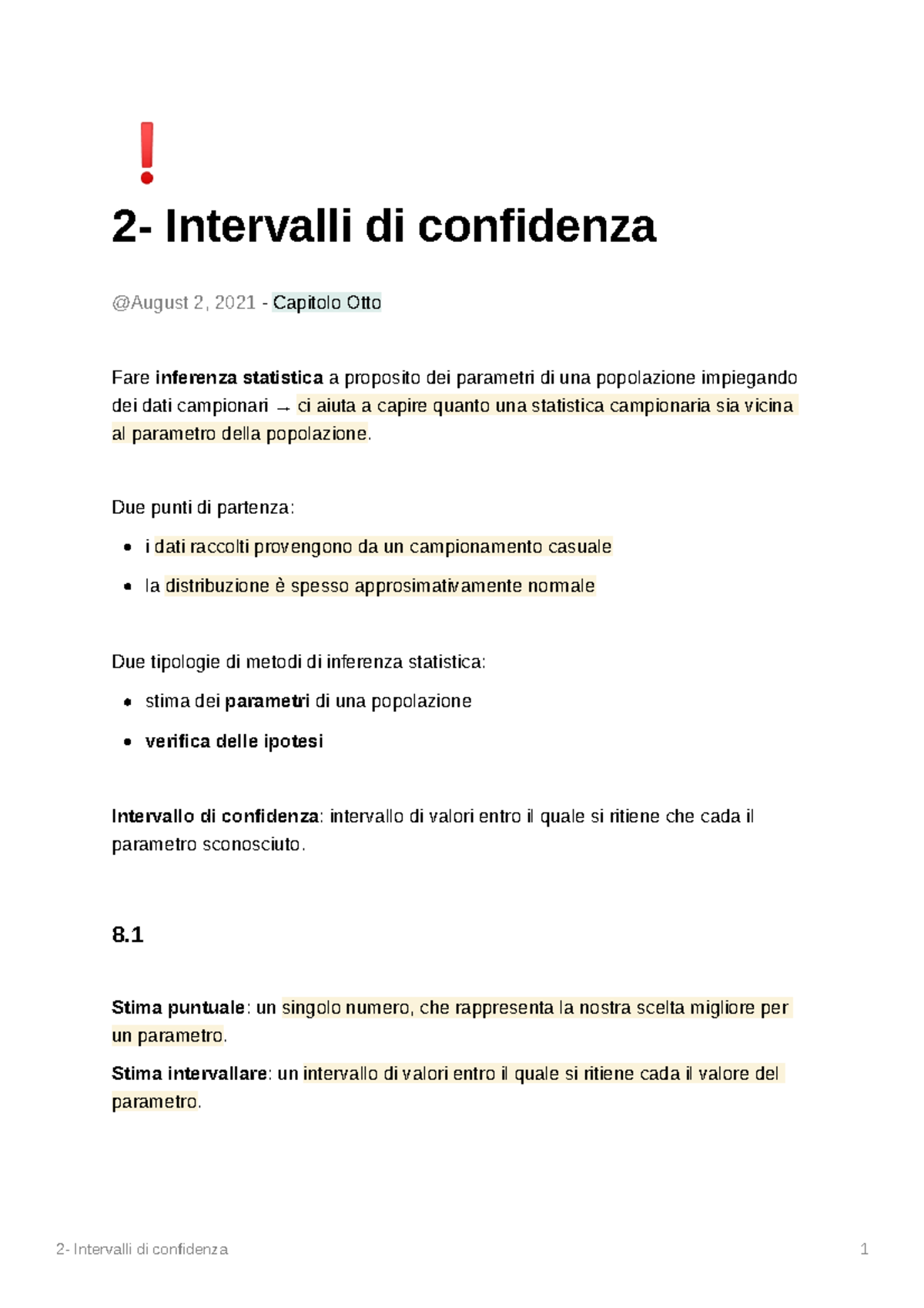 Riassunto Intervalli Di Confidenza - 2- Intervalli Di Confidenza ...