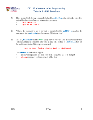 CE3103 Embedded Programming - Tutorial 02 AY2021 Tutorial Questions ...