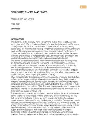 Biochem Chapter 3 Study Guidepdf 2022 - BIOCHEMISTRY CHAPTER THREE ...