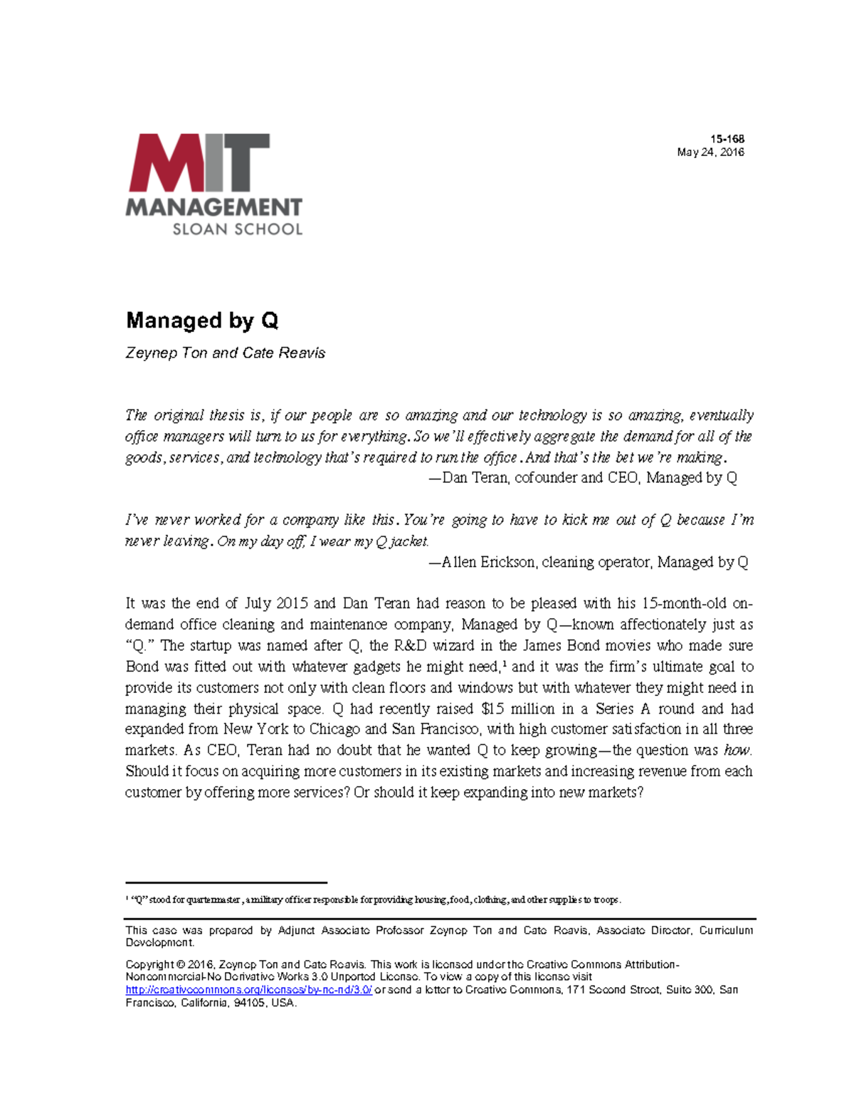 managed by q case study pdf