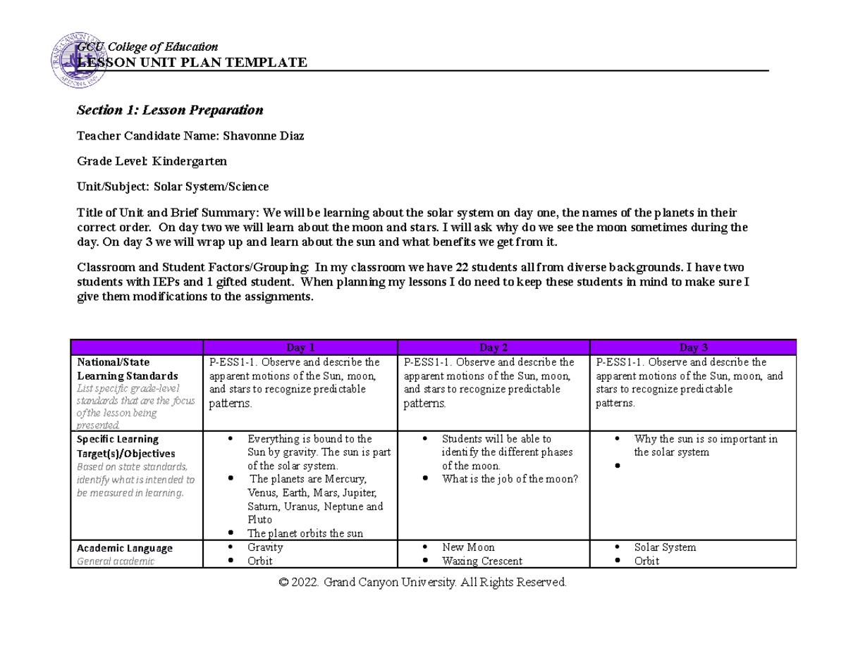 Classroom Management Plan Template Gcu