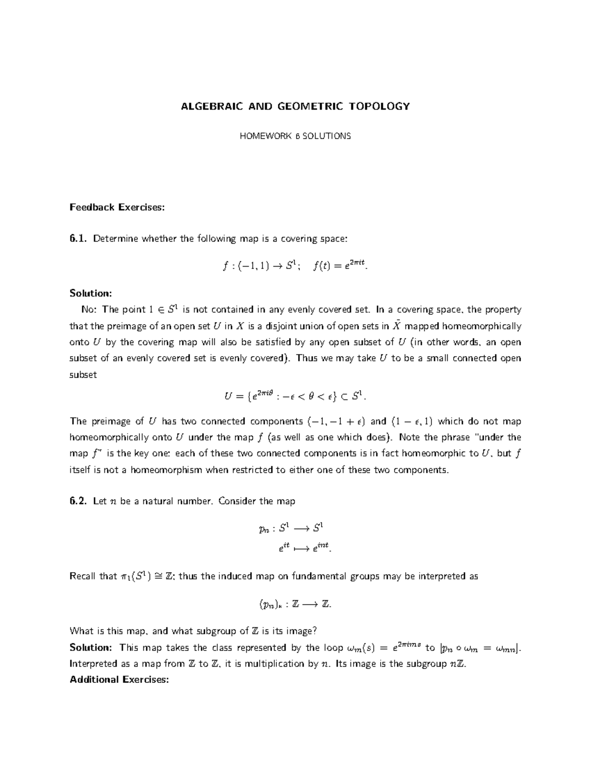 HW6-sol - Detailed Solution of Home-work 6 - ALGEBRAIC AND GEOMETRIC ...