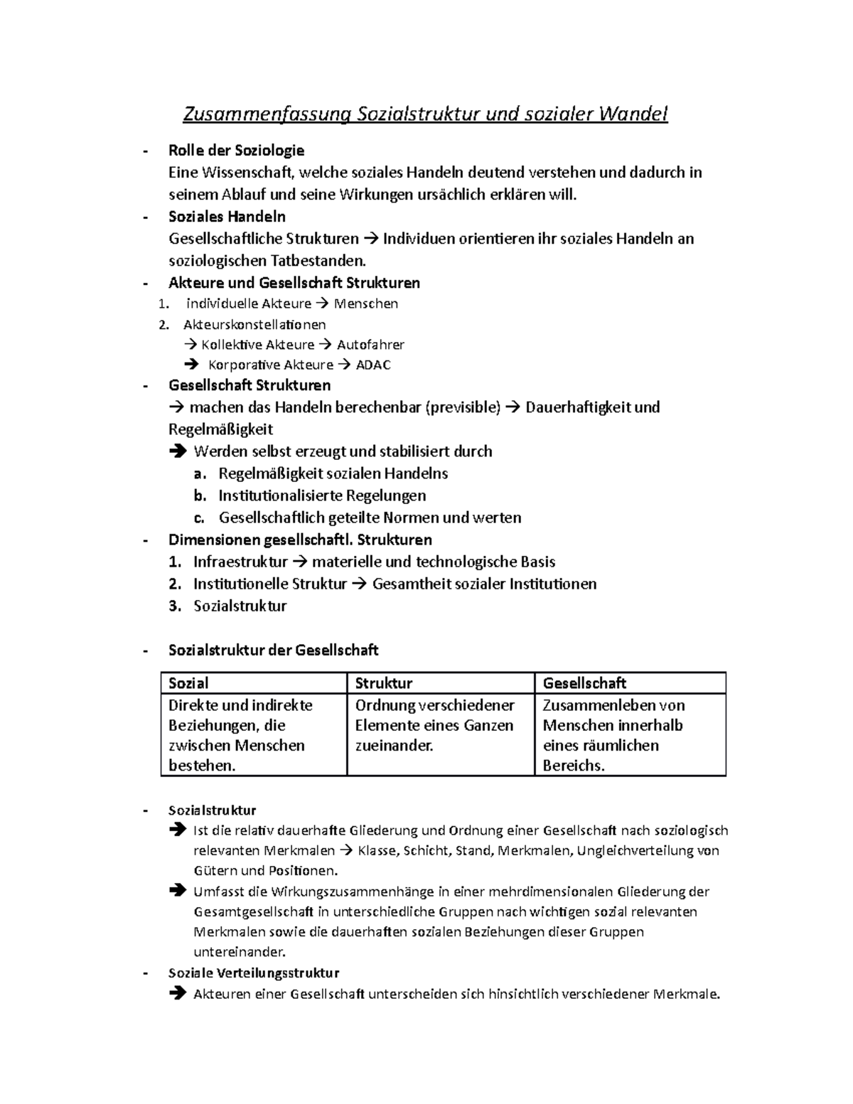 Zusammenfassung Sozialstruktur Und Sozialer Wandel - Soziales Handeln ...