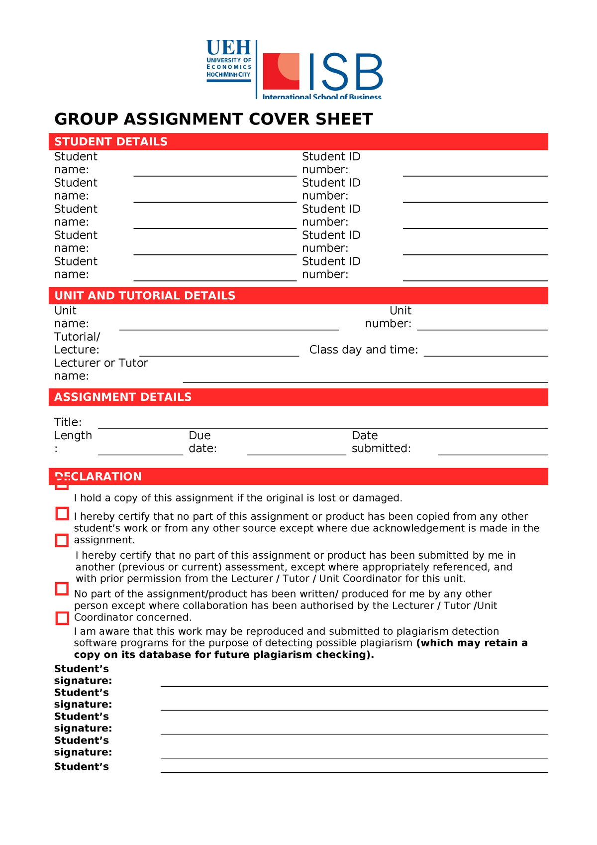 griffith group assignment cover sheet