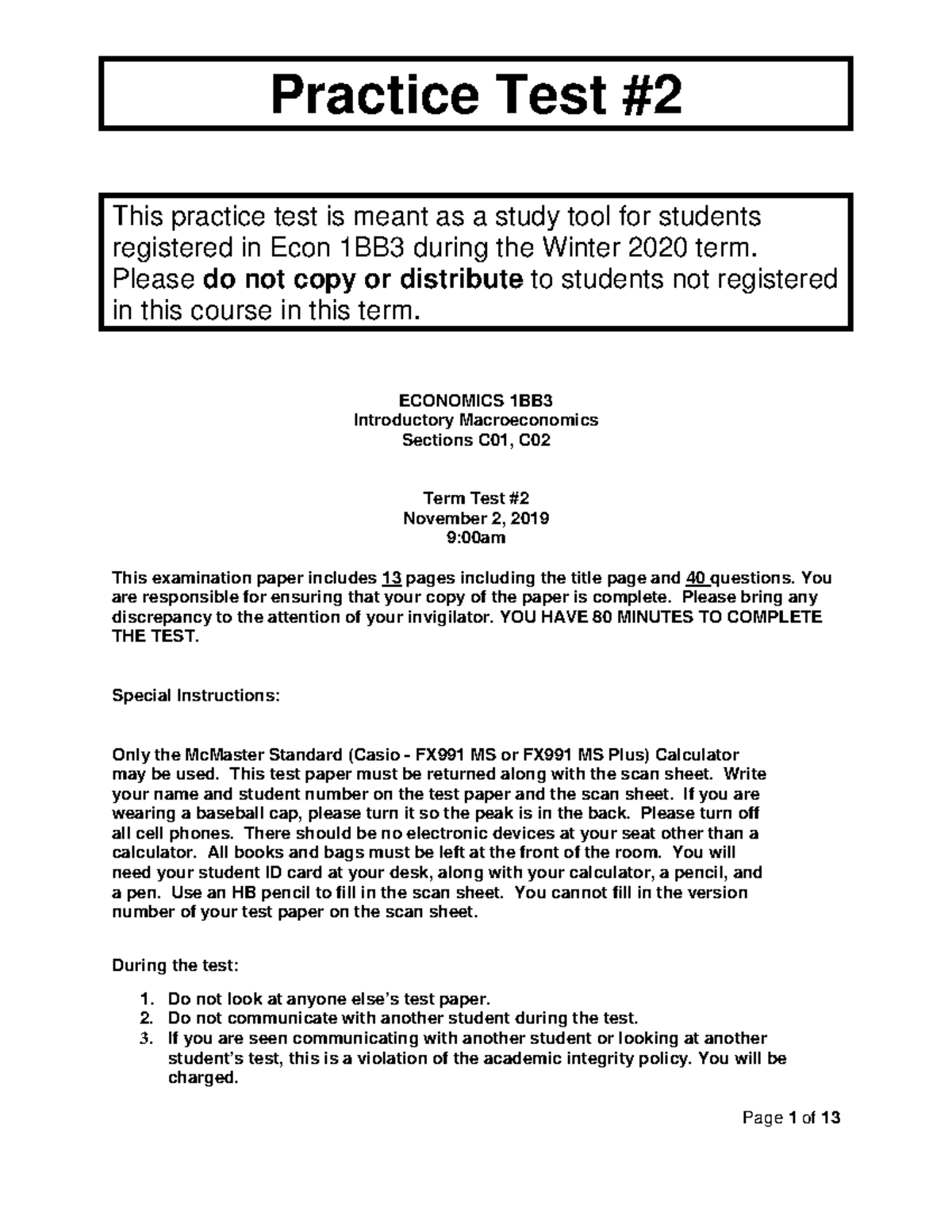 Test 2 Sat F19 V1 - Practice Test 2 - Practice Test This Practice Test ...