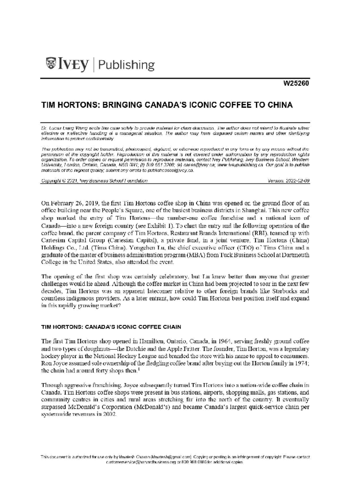 Tim Hortons Case page-0001 - - Studocu