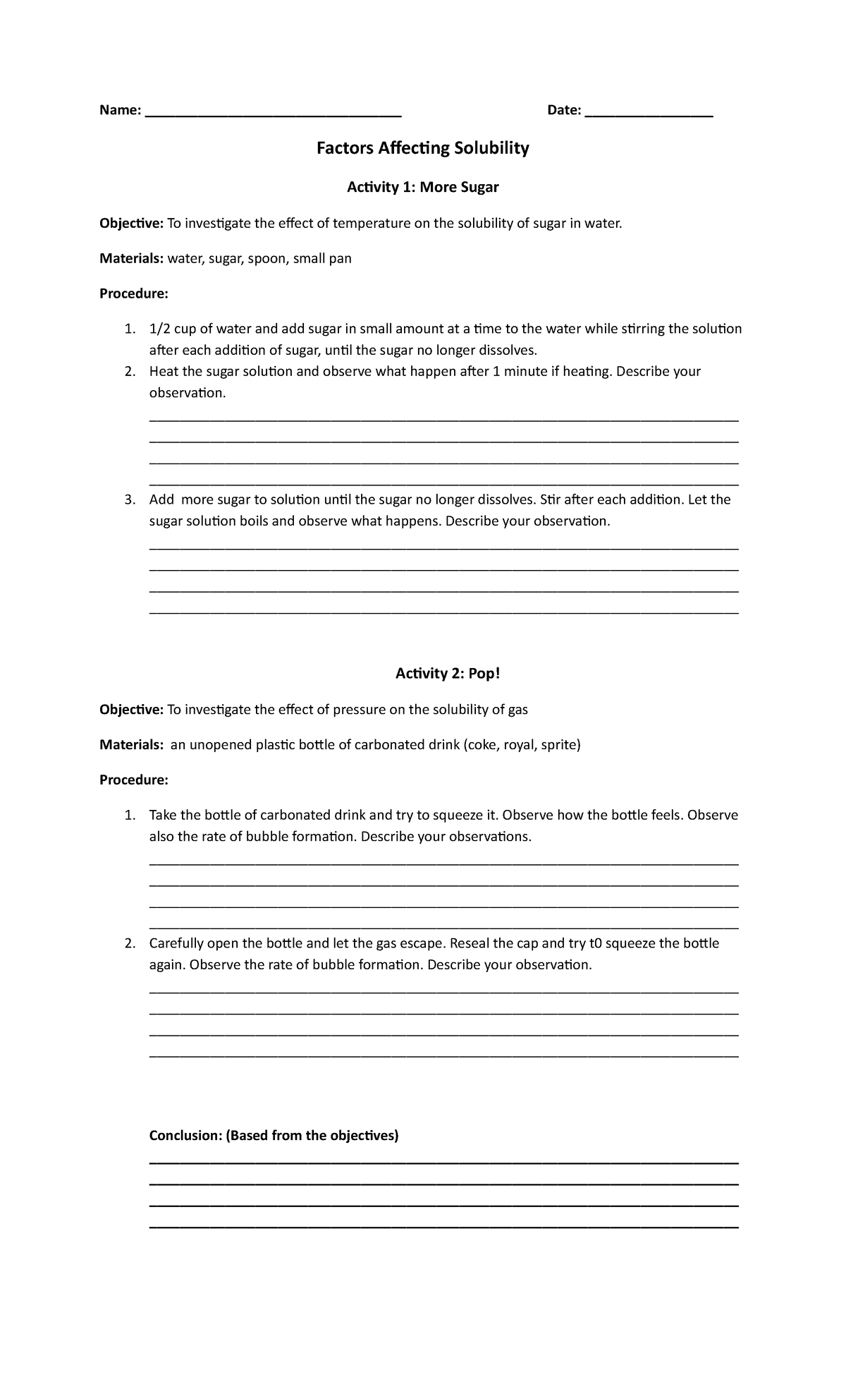 Act. 1 Factors Affecting Solubility - Name ...