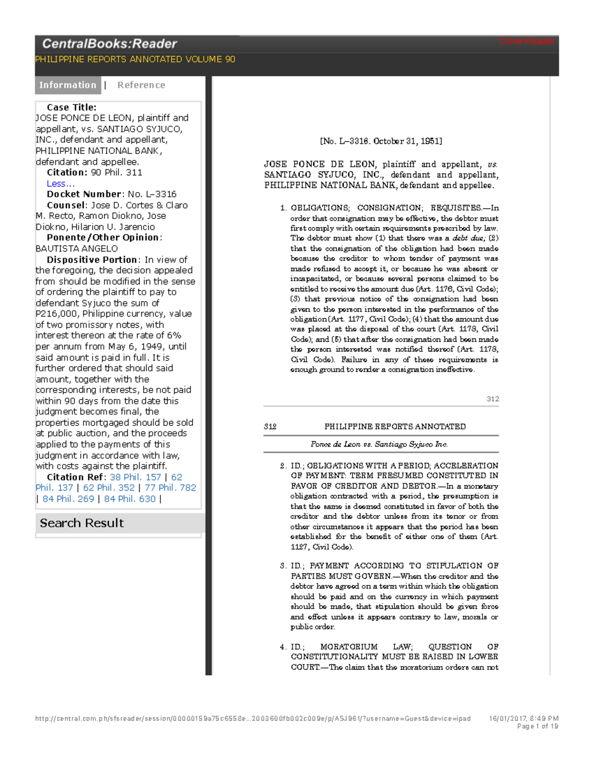 24 Ponce de Leon vs. Santiago Syjuco Inc 1. 2. 3. 4. Information