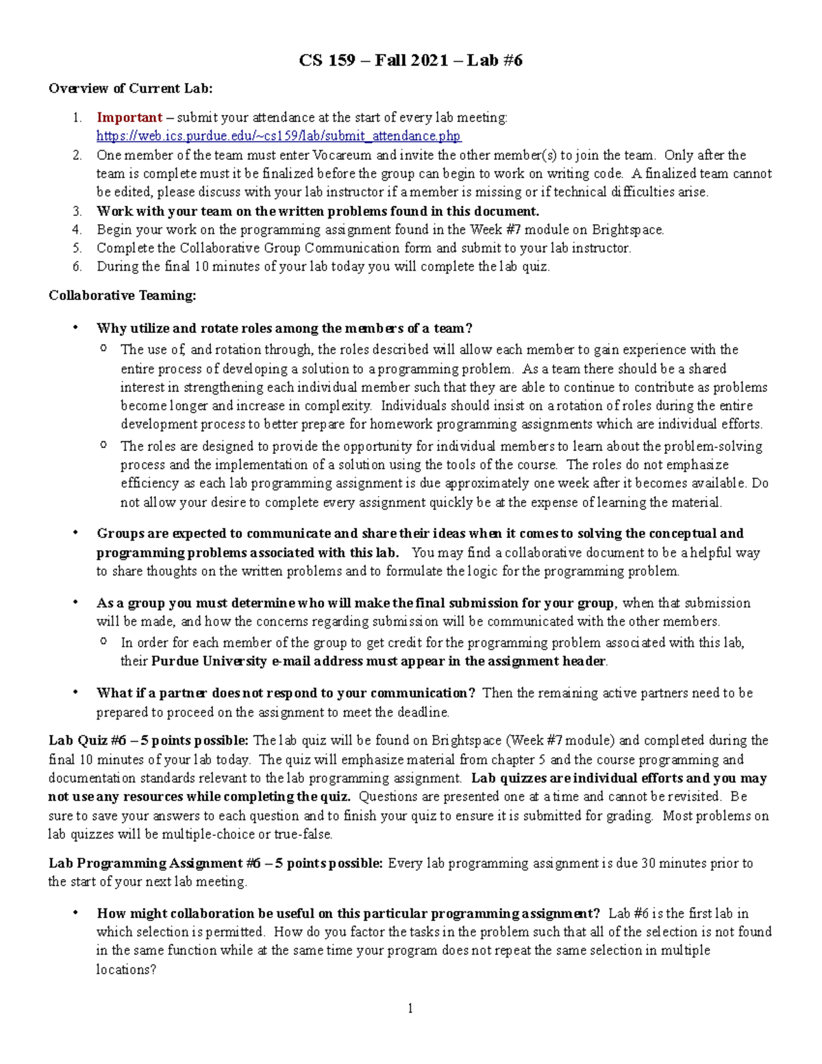 Lab 6 notes xjcnlsducb - CS 15900 - Purdue - Studocu