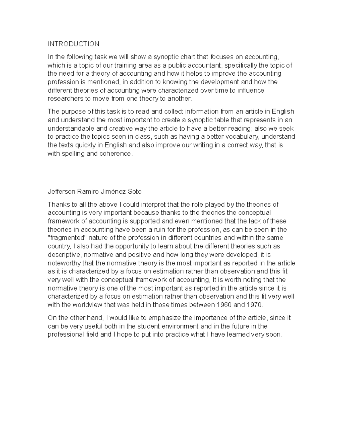 Introduction - ............ - INTRODUCTION In the following task we ...