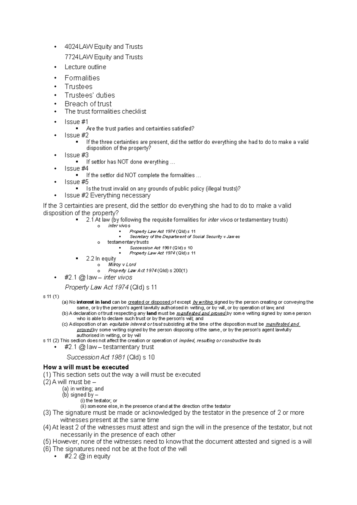 ALL GPT Notes Combined - As above. - 4024LAW Equity and Trusts 7724LAW ...