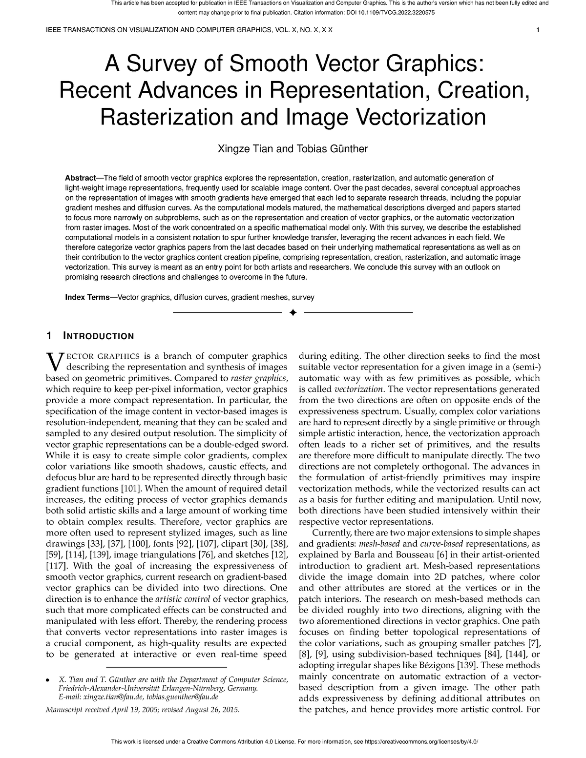 A Survey Of Smooth Vector Graphics Recent Advances In Representation ...