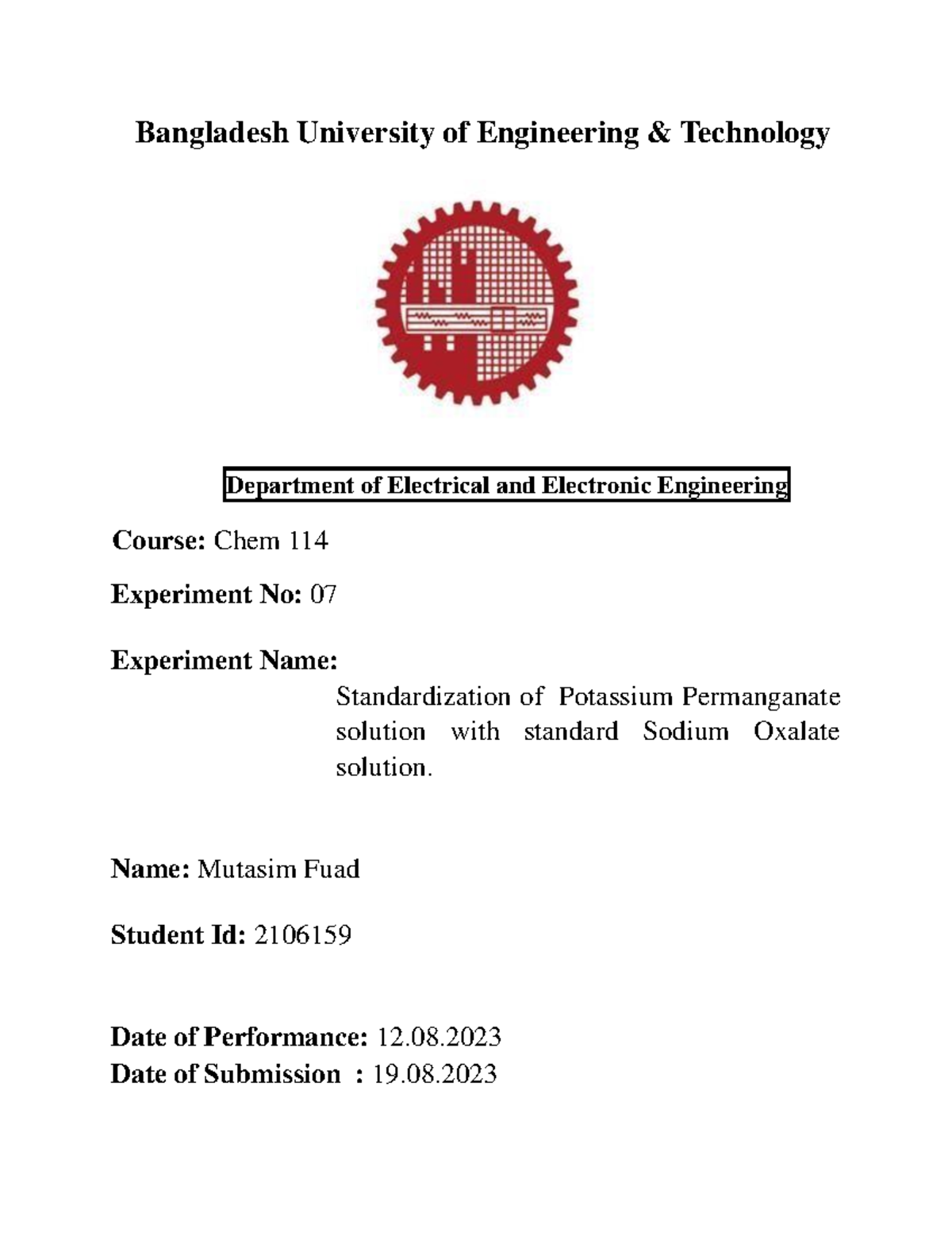 Lab Report 07 Lab Chemistry Studocu