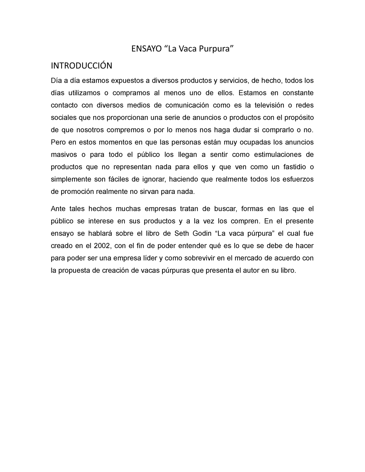 Ensayo La Vaca Púrpura, PDF, Marketing