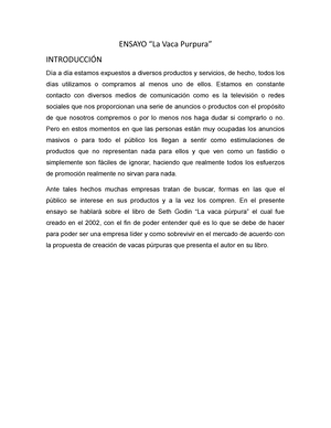 Ensayo La Vaca Púrpura, PDF, Marketing