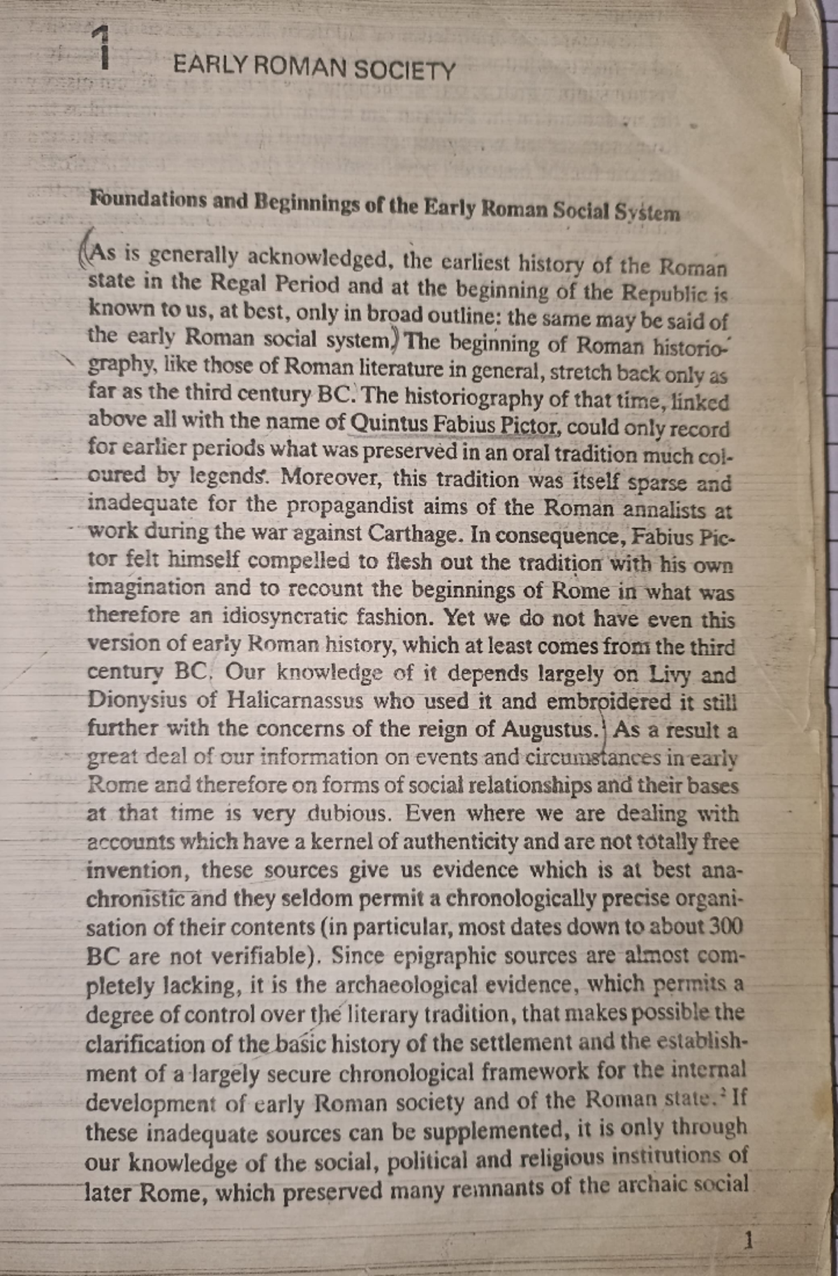 Chapter 1 early rome - EARLY ROMAN SOCIETY Foundations and Beginnings ...
