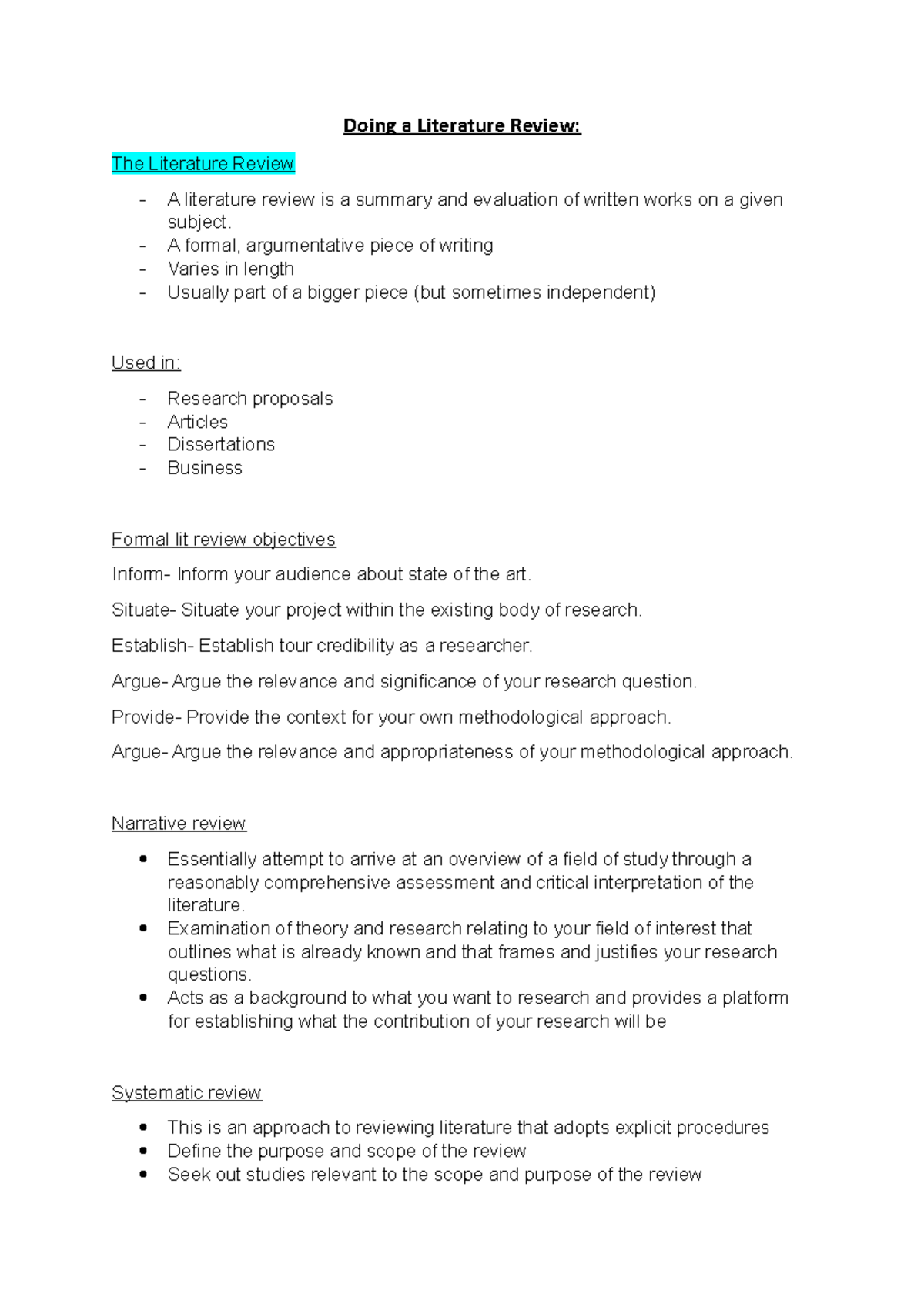 literature review argument example