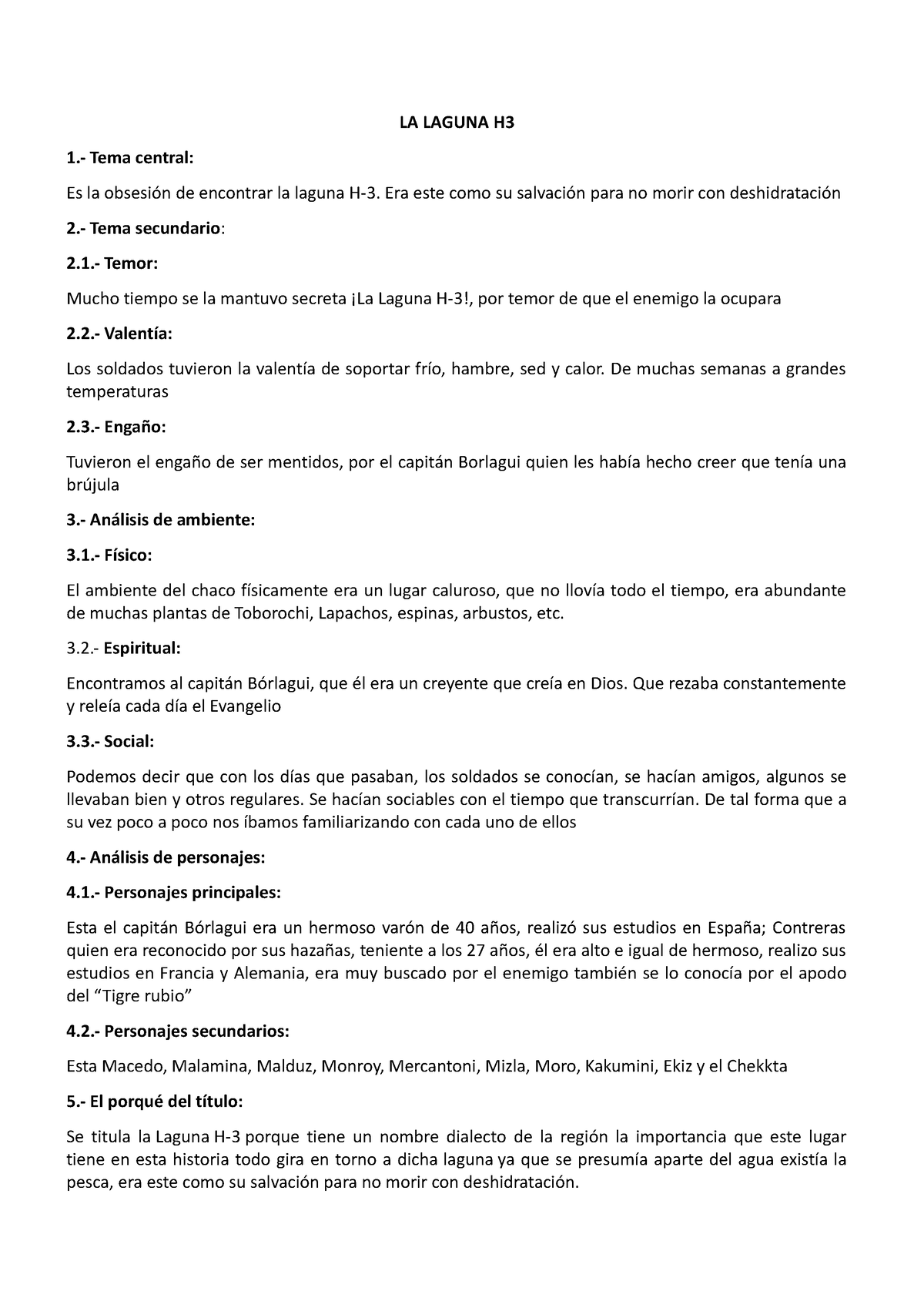 LA Laguna H 3 LA LAGUNA H 1. Tema central Es la obsesi n de