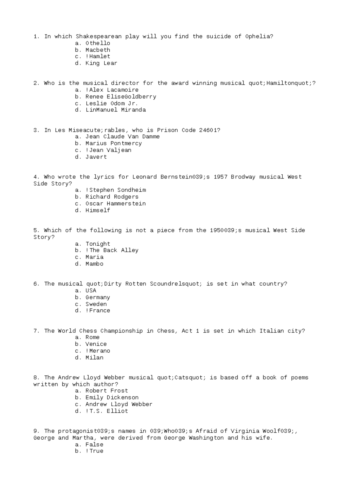 BIO 280-Test-10 - use this as your referrence - In which Shakespearean ...