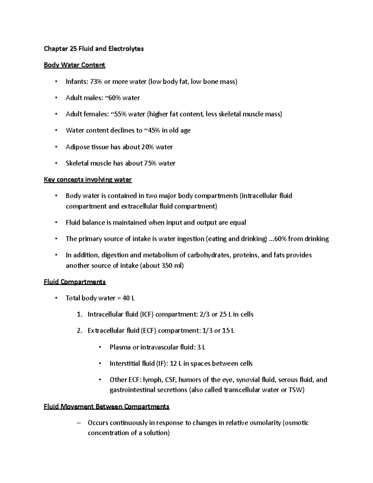 Chapter 25 Fluid and Electrolytes - Chapter 25 Fluid and Electrolytes ...