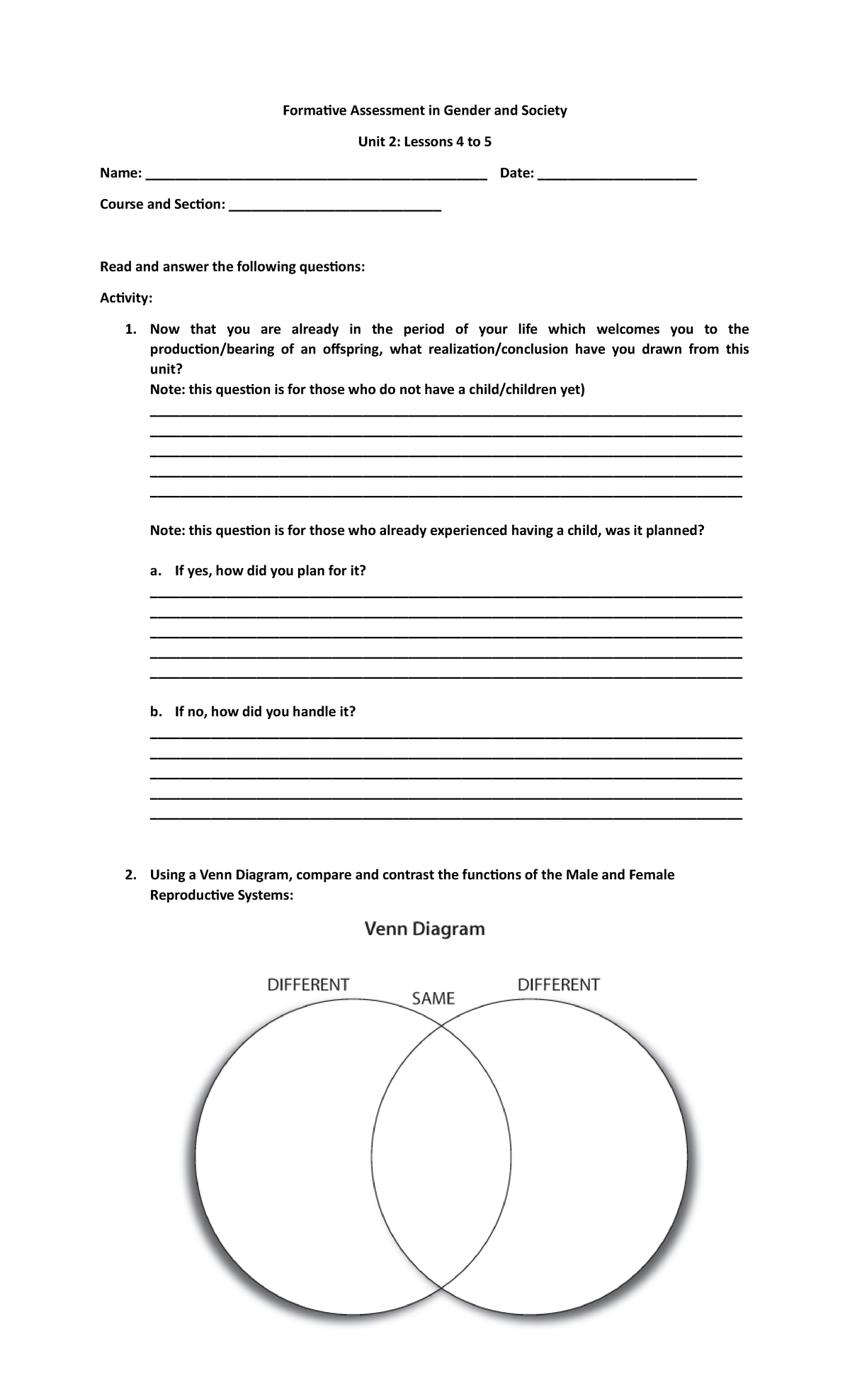 Formative Assessment Unit 2 L4 5 - Formative Assessment in Gender and ...