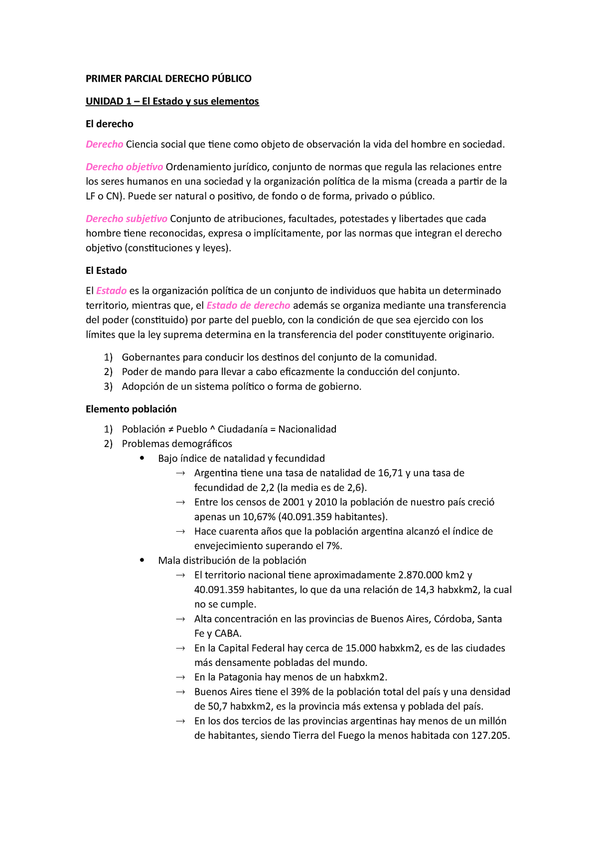 Primer Parcial Derecho Público - PRIMER PARCIAL DERECHO PÚBLICO UNIDAD ...