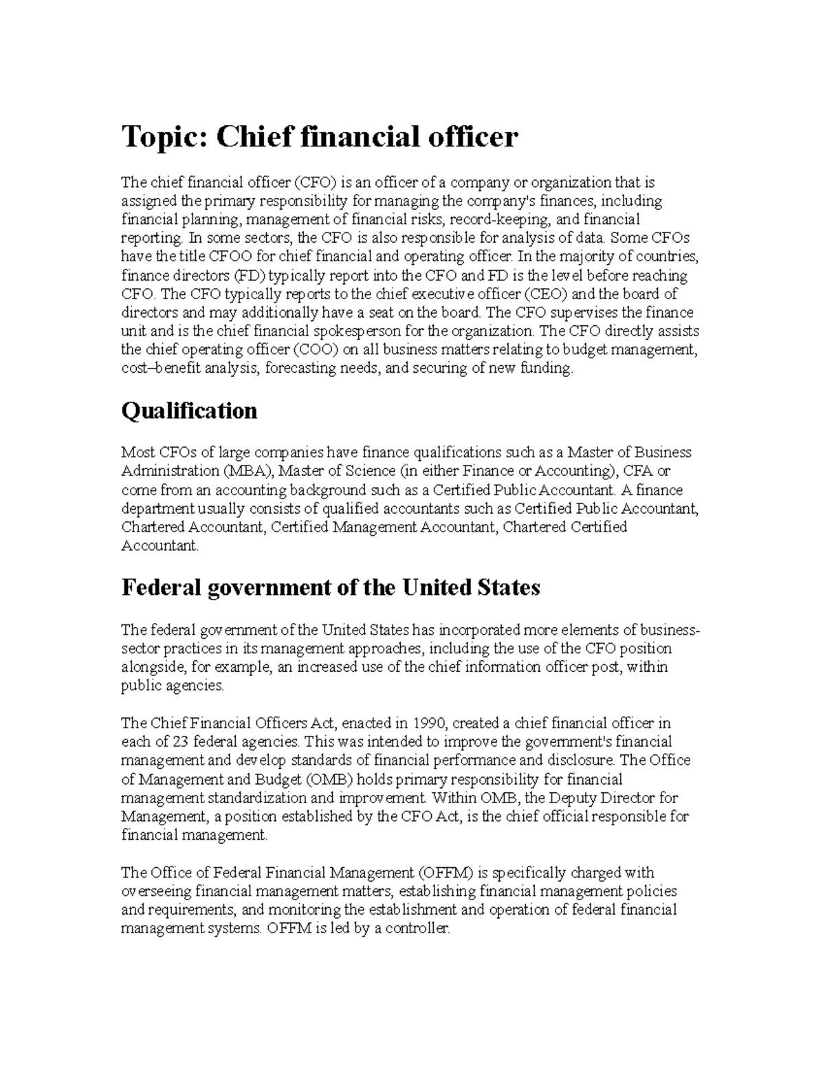 CFO - The chief financial officer (CFO) is an officer of a company or ...