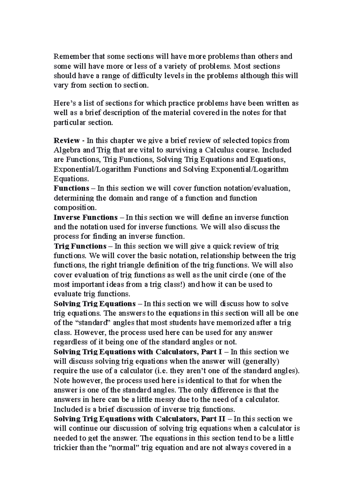 Mathematics Guide - Remember that some sections will have more problems ...