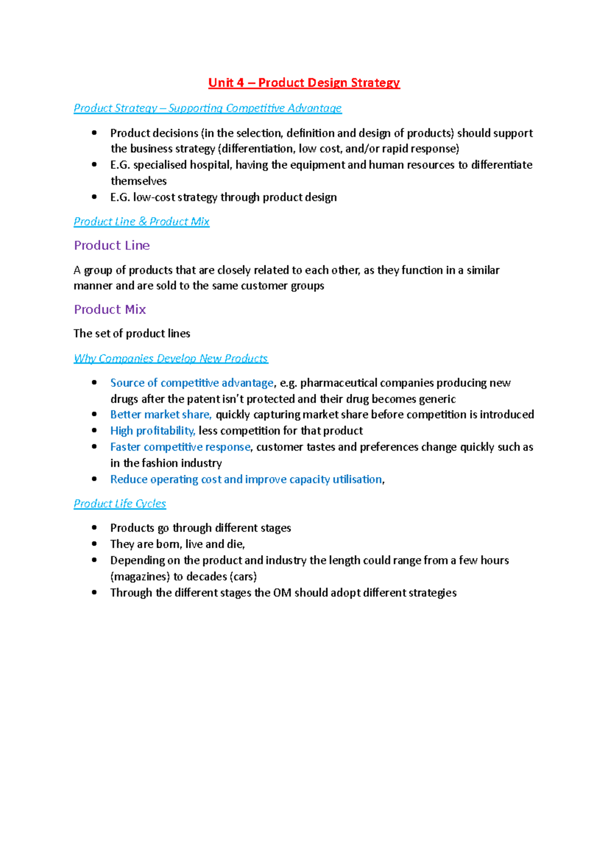 Business Operations Unit 4 - Product Strategy - Unit 4 – Product Design ...