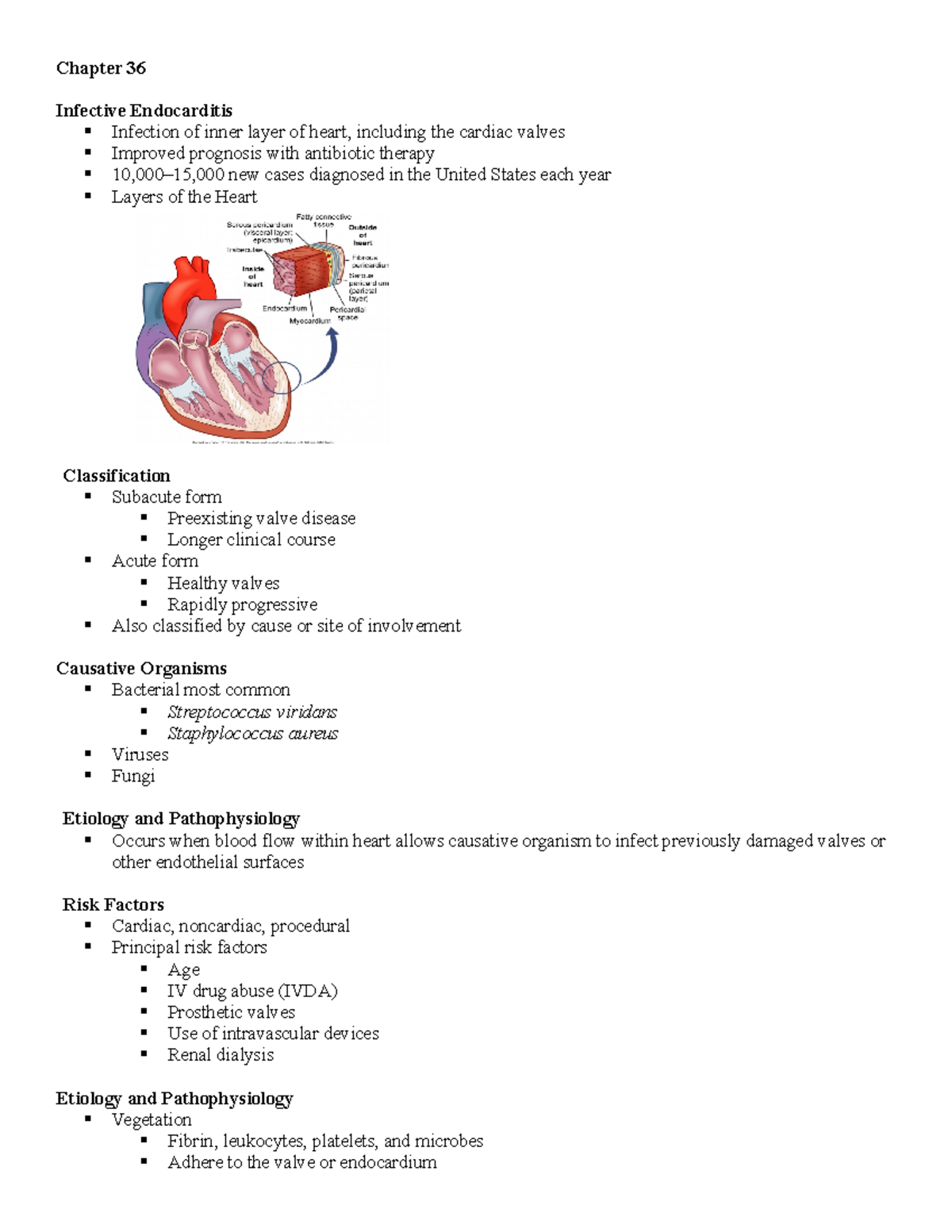 Chapter 36 Outline - Chapter 36 Infective Endocarditis § Infection of ...