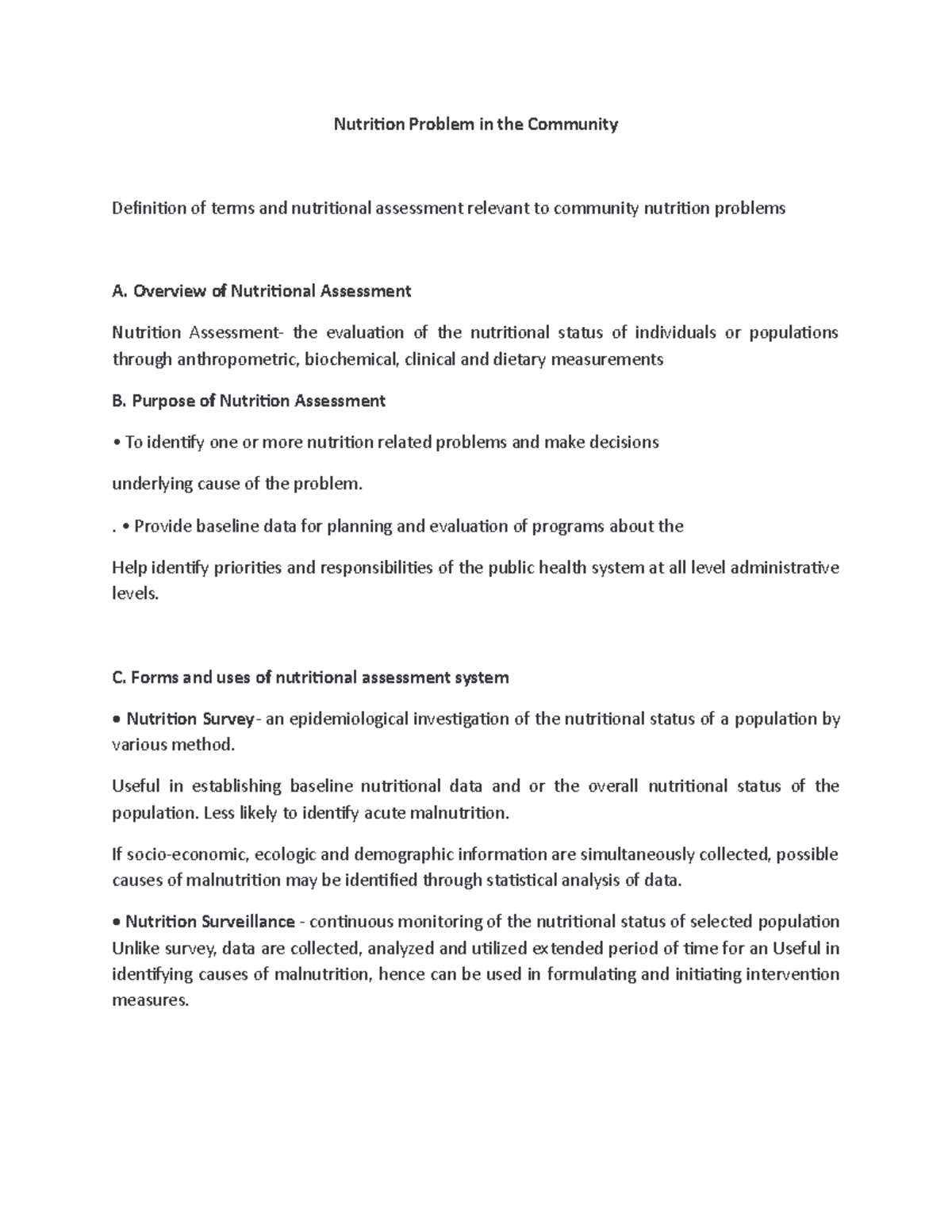 Nutrition Problem in commumity - Nutrition Problem in the Community ...