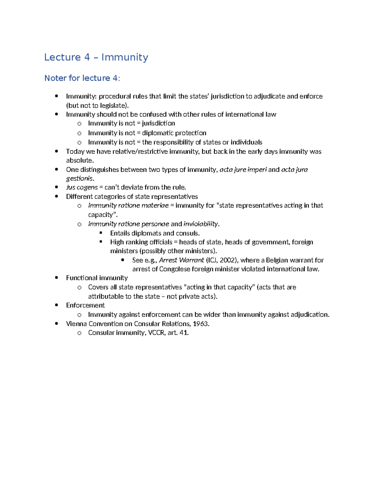 Notes for lecture 4 - Noter til forelæsning 4 - Lecture 4 – Immunity ...